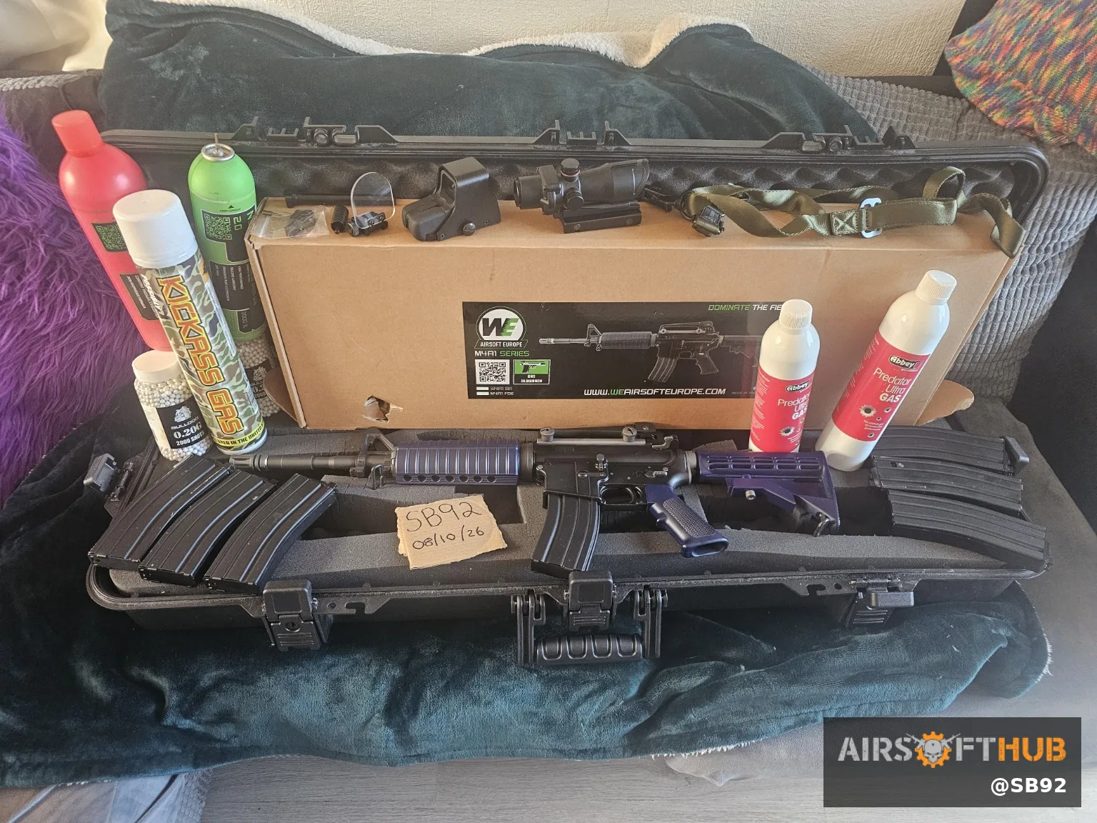 WE Airsoft Europe M4A1 GBB Gas Blowback Rifle – Large Bundle - used airsoft equipment